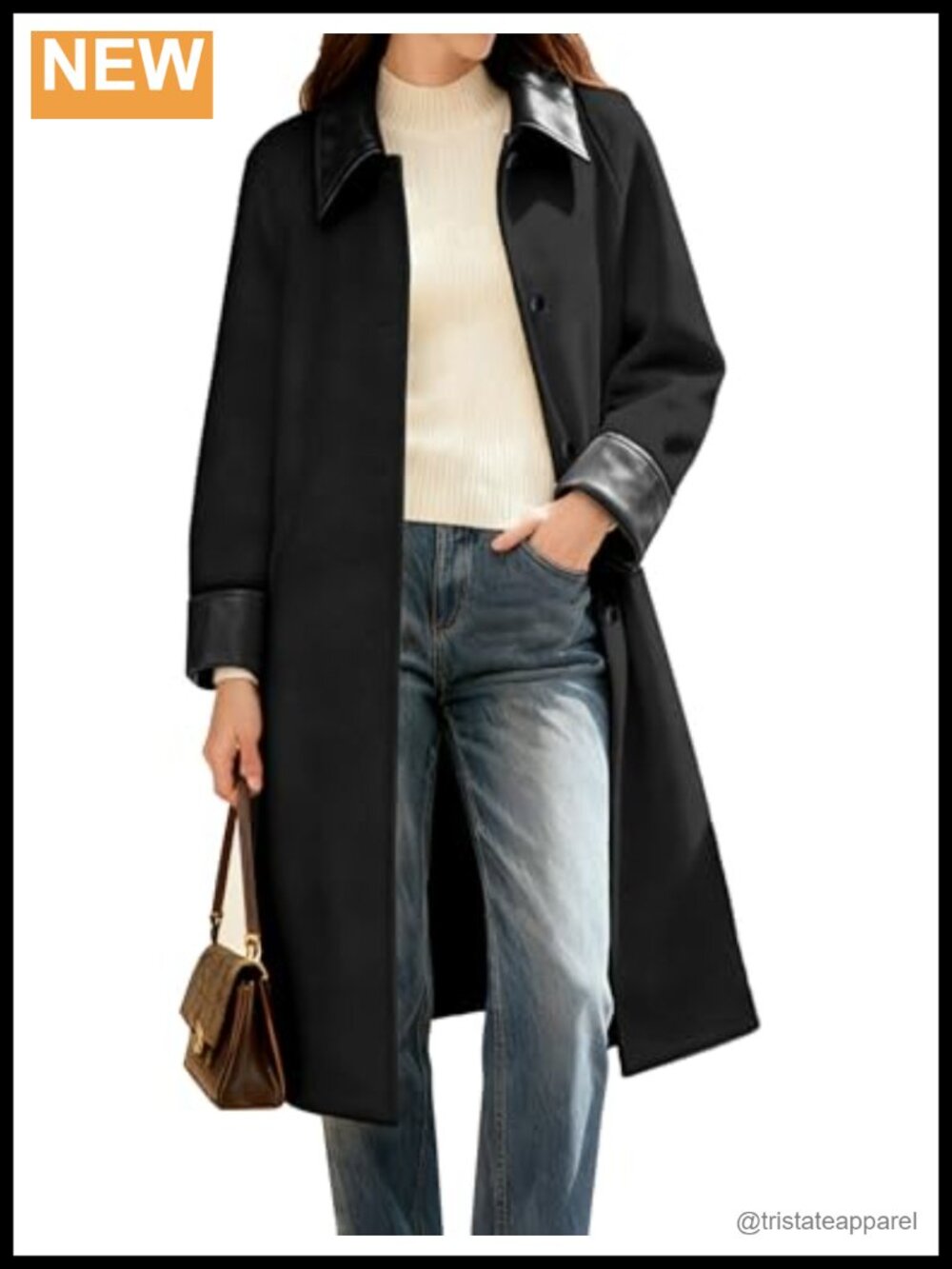 Womens Wool Blend Long Peacoat Single-Breasted Winter Overcoat